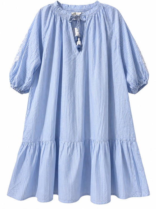 H&M Dresses & Skirts - H&M Pale Blue Striped Women's Nightgown with Tassel Tie